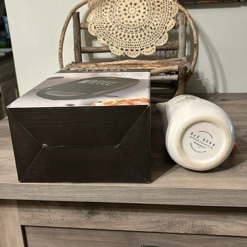 NIB Rae Dunn Non-Stick Waffle Maker and NWOT Syrup Pitcher